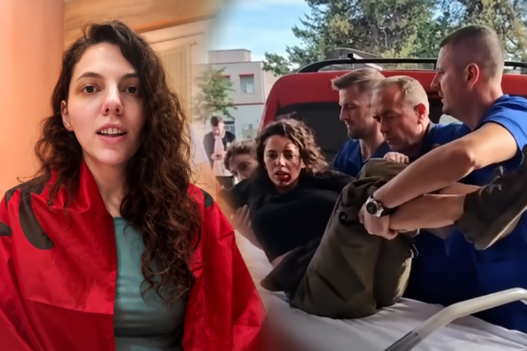 Protestuesja Eva Pango goditet në fytyrë nga predha e gazit Protestuesja Eva Pango goditet në fytyrë nga predha e gazit